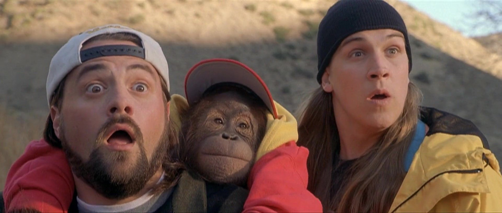 Kevin Smith, Jason Mewes, and Tango in Jay and Silent Bob Strike Back (2001)