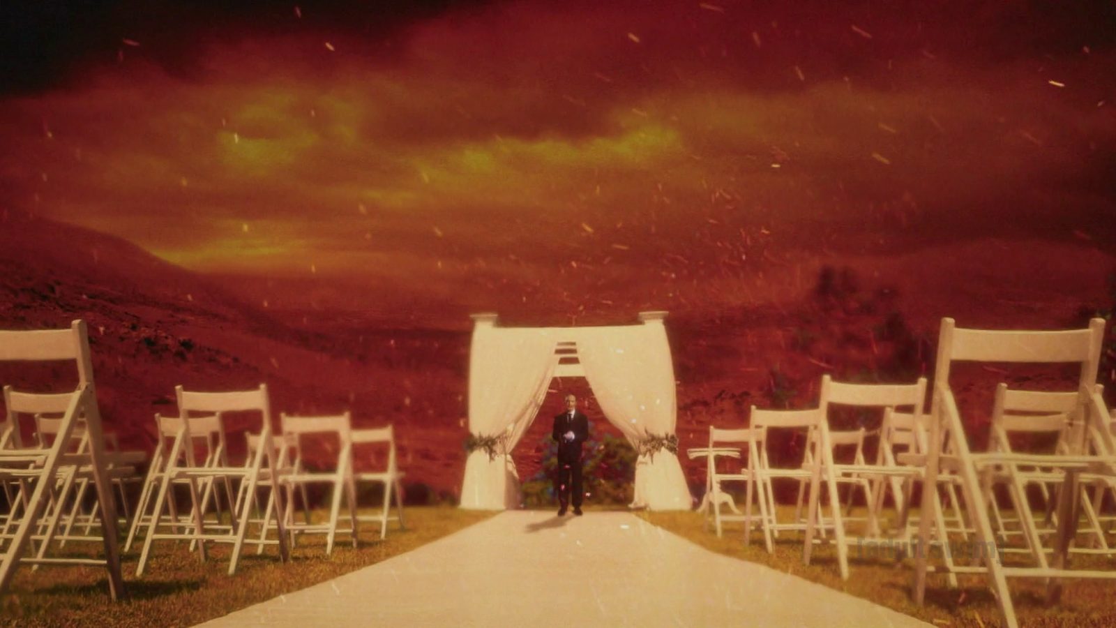 Steve Buscemi as an officiant at an empty, hellish wedding reception